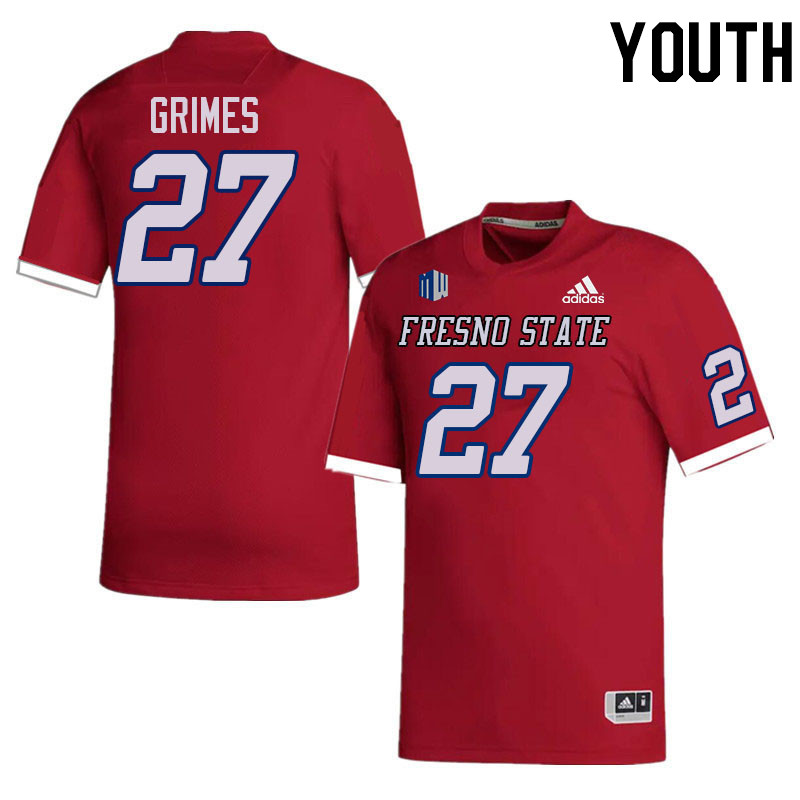 Youth #27 Gerayas Grimes Fresno State Bulldogs College Football Jerseys Stitched-Red